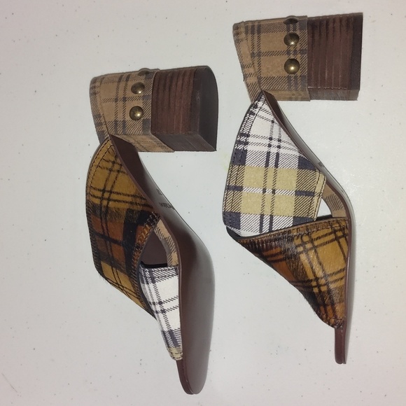 SEE by CHLOE | Marta | Suede Leather Calf Plaid Heeled Sandal Size 7 - Picture 10 of 12